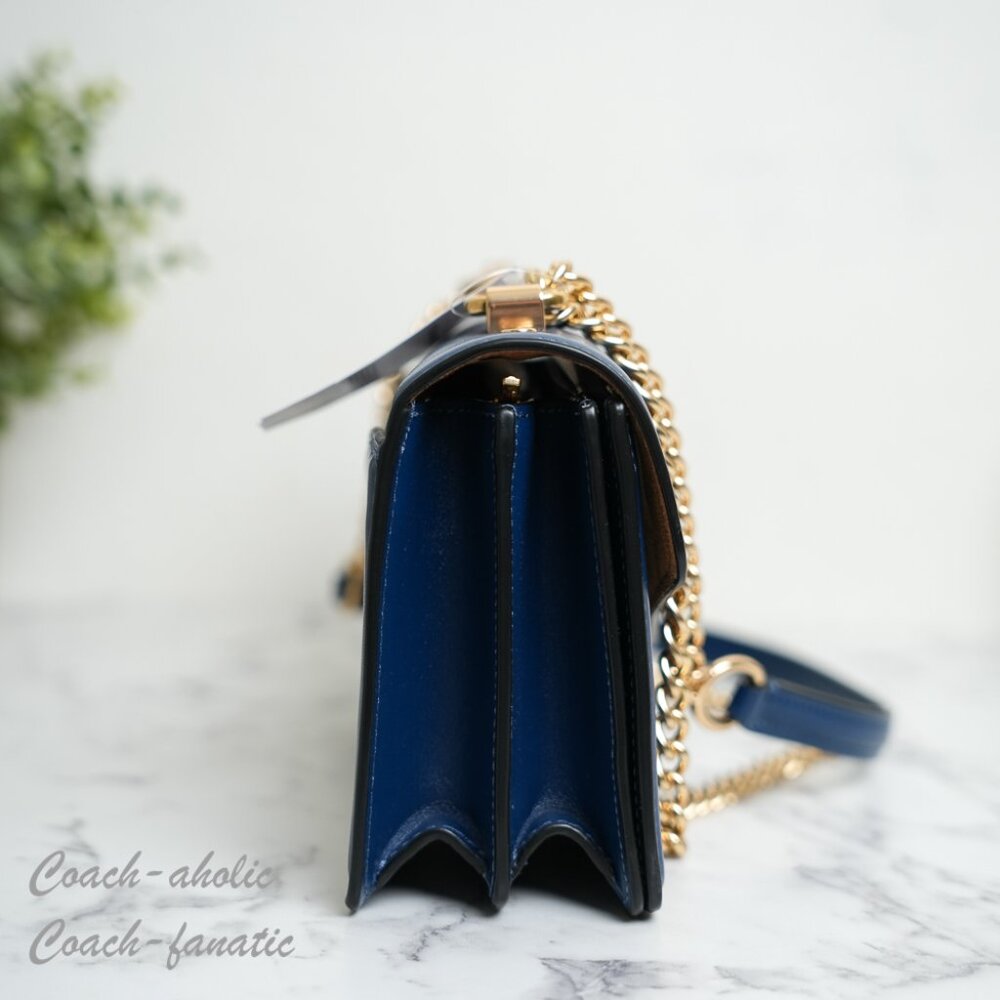 Coach CBI98 Klare Envelope Crossbody Bag Shiny Refined Calf Leather Deep Blue - Picture 5 of 16